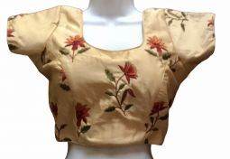 Beige Blouse with Flower embroidery